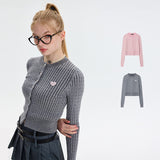 秋の新作の麻織り模様のセーター女性用のニットカーディガン刺繍入りトップス