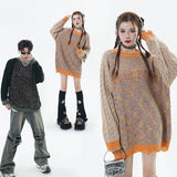 異なるデザインのセーターが組み合わされたラウンドネックのカップル用のドパミンブランドのニットセーター
